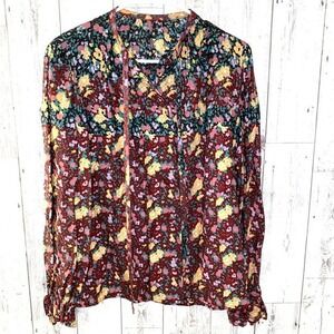 ILGWU Vintage Boho Floral Top Pheasant Blouse Women’s 10 Cottage Core Box 5 USA